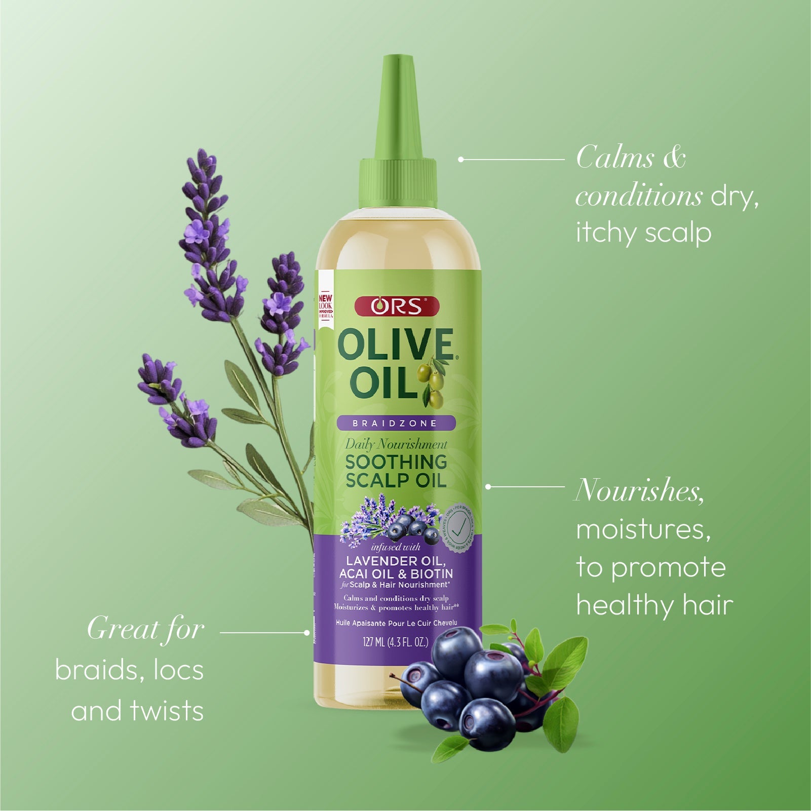 ORS Olive Oil Braidzone Soothing Scalp Oil for Scalp & Nourishment (4.3 oz)