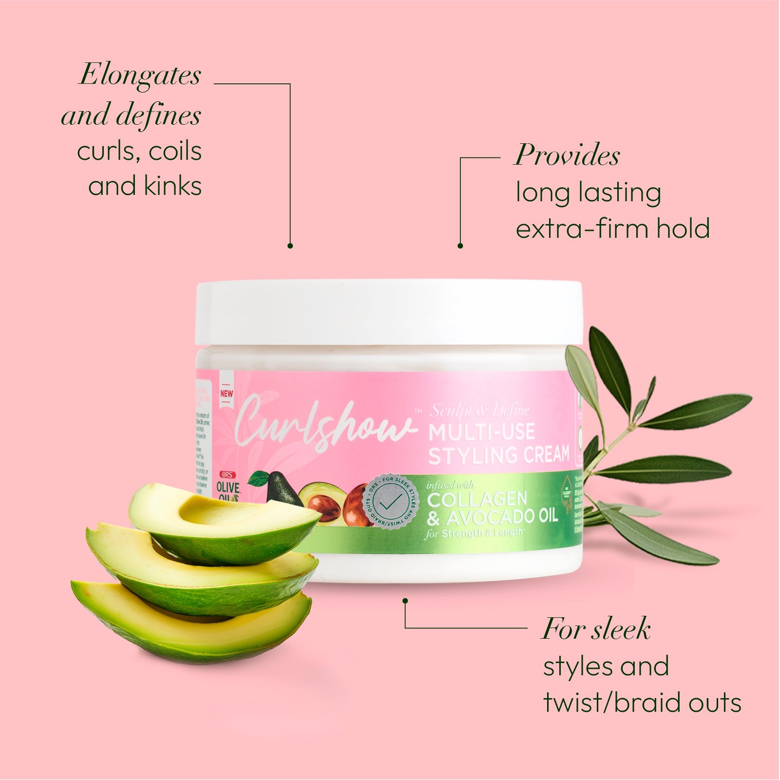 ORS Olive Oil Curlshow Multi-Use Styling Cream for Strength & Length (12.0 oz)