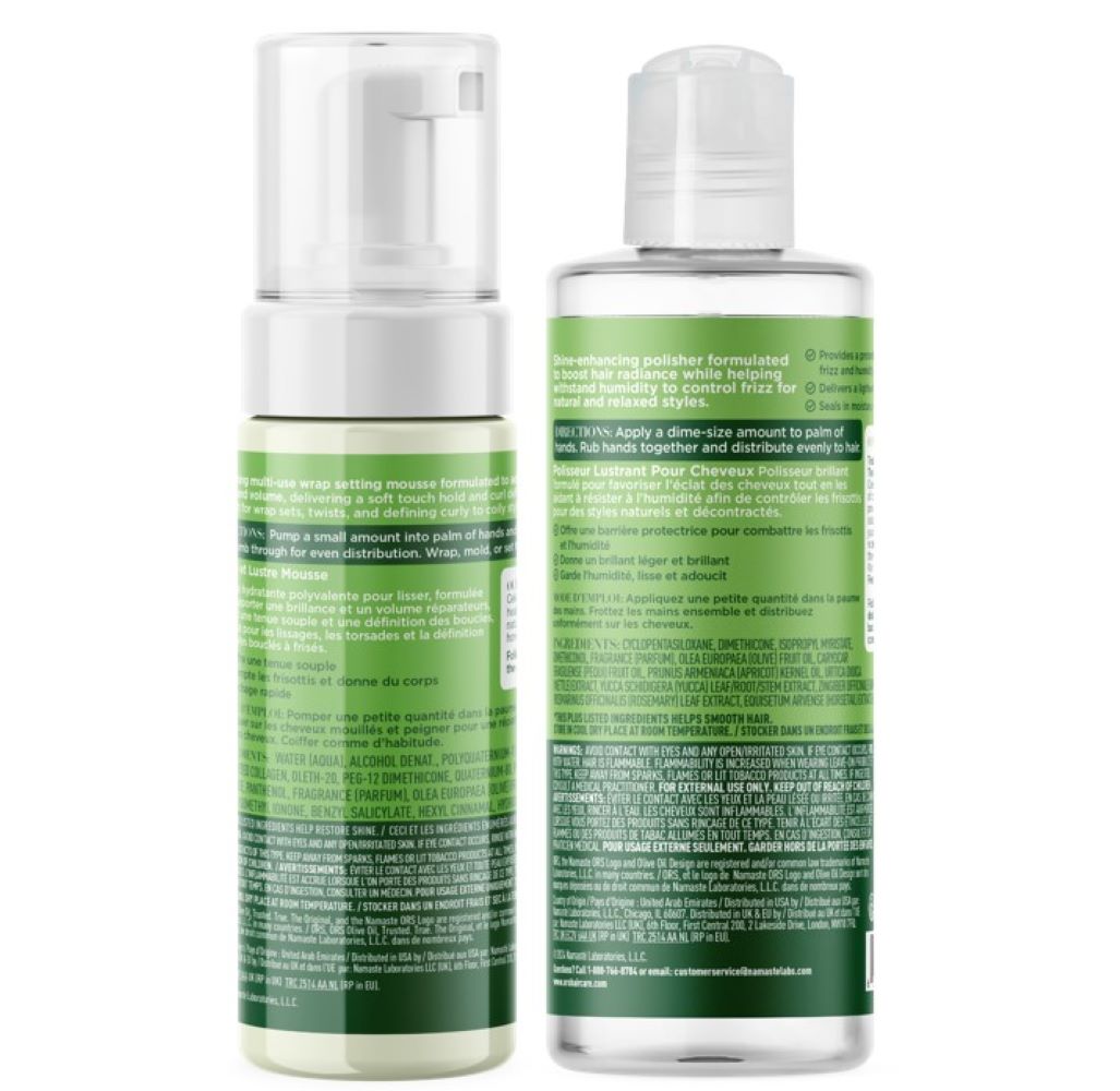 ORS Olive Oil Hair Polisher & Wrap Set Mousse for Smoothing & Restorative Shine 2-Piece Set