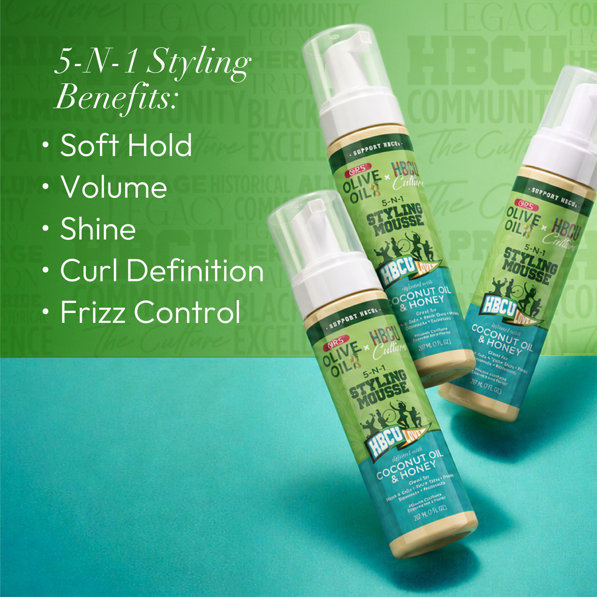 ORS Olive Oil HBCU 5-N-1 Styling Mousse with Coconut Oil & Honey (7.0 oz)