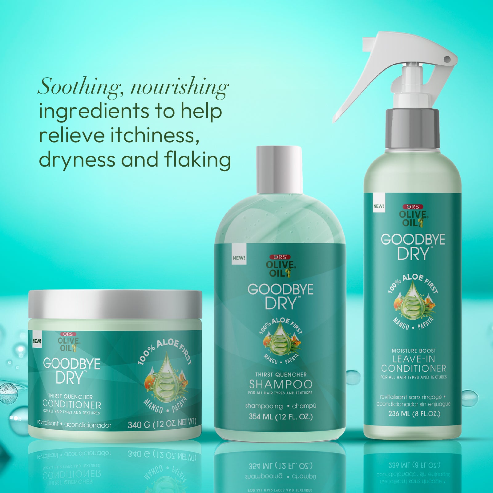 ORS Olive Oil Goodbye Dry Shampoo, Conditioner & Leave-In Conditioner Bundle