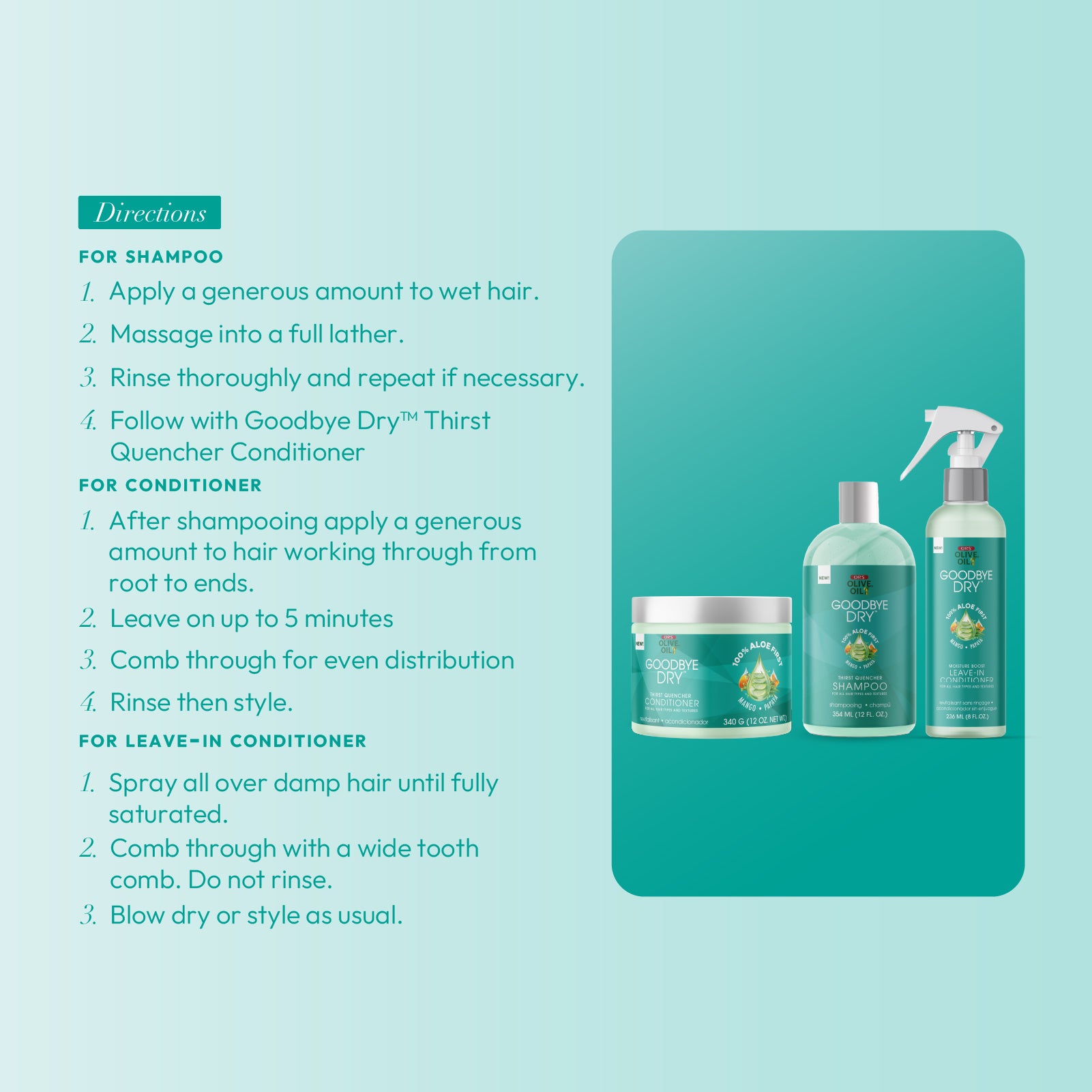 ORS Olive Oil Goodbye Dry Shampoo, Conditioner & Leave-In Conditioner Bundle