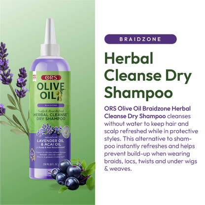ORS Olive Oil Braidzone Herbal Cleanse Dry Shampoo for Scalp &amp; Hair Nourishment (8.0 oz)