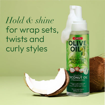 ORS Olive Oil Wrap Set Mousse for Restorative Shine (7.0 oz)