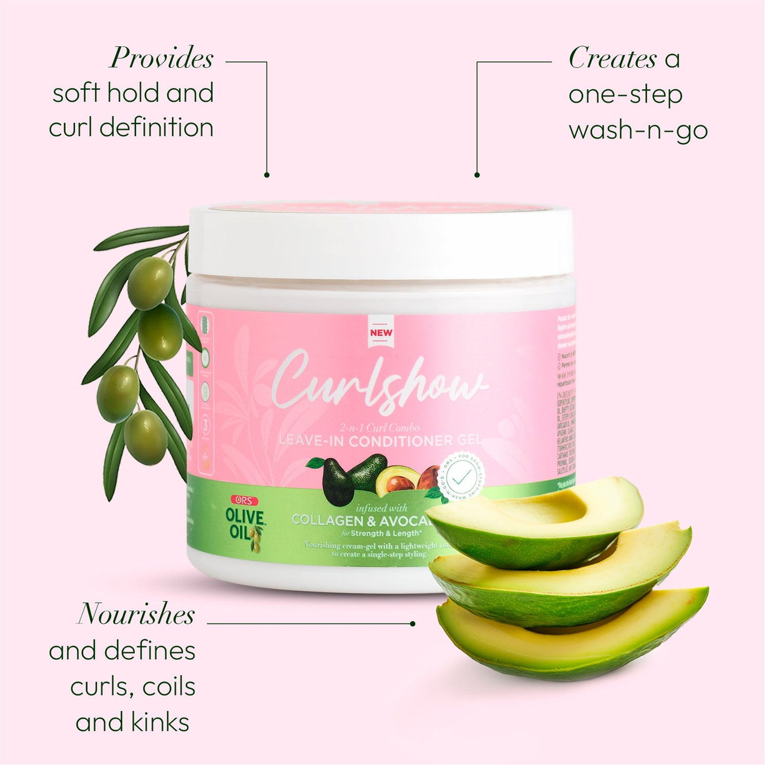 ORS Olive Oil Curlshow Leave-In Conditioner Gel for Strength &amp; Length (16.0 oz)