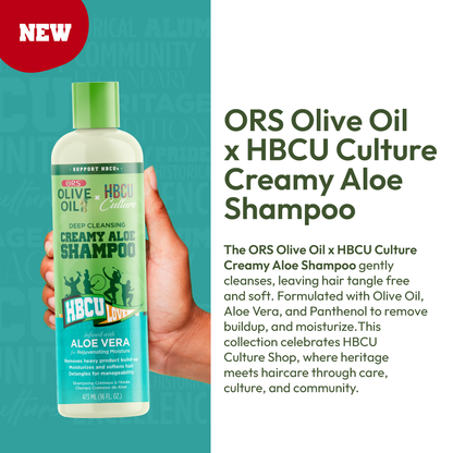ORS Olive Oil HBCU Deep Cleansing Creamy Aloe Shampoo for Rejuvenating Moisture (16.0 oz)