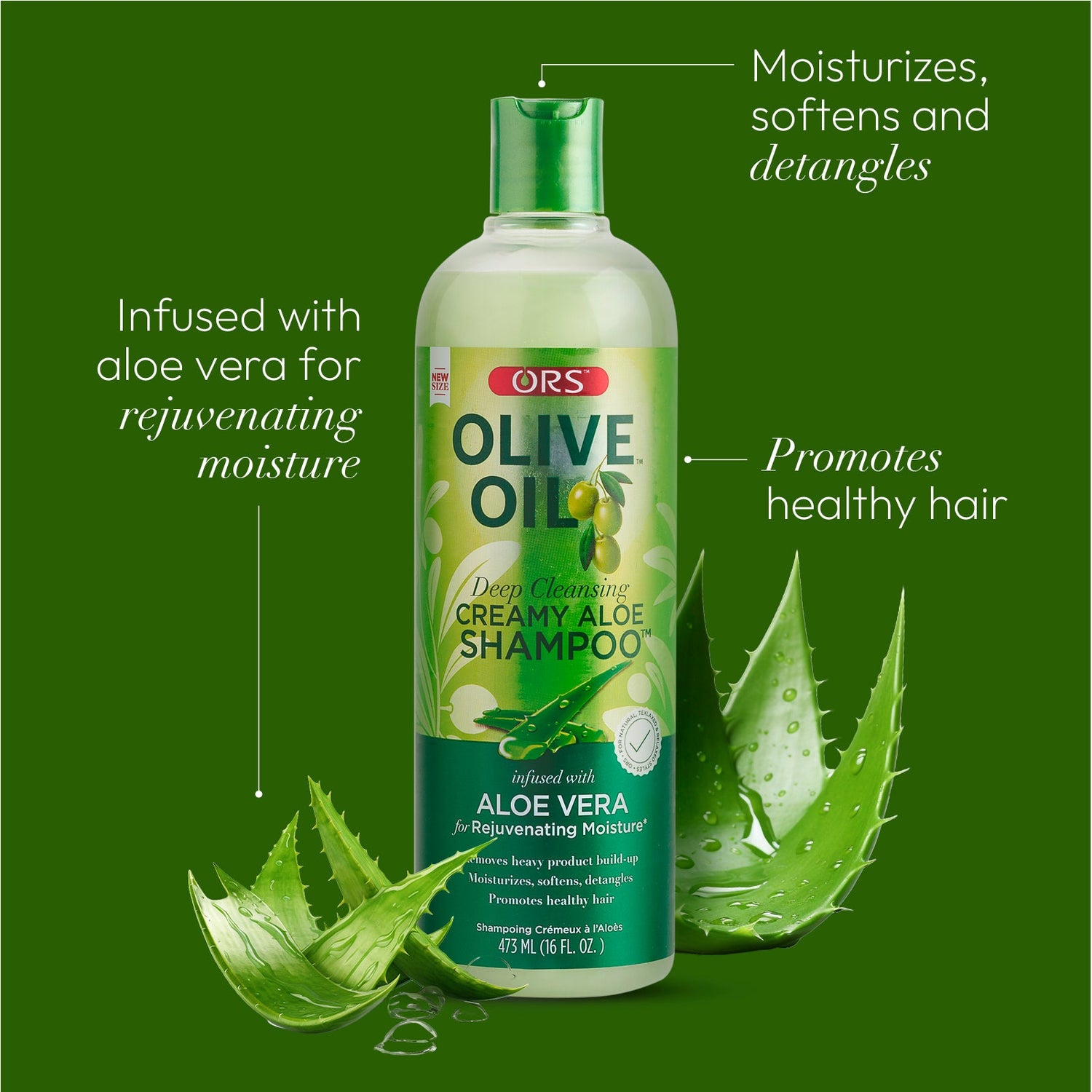 ORS Olive Oil Deep Cleansing Creamy Aloe Shampoo for Rejuvenating Moisture (16.0 oz)