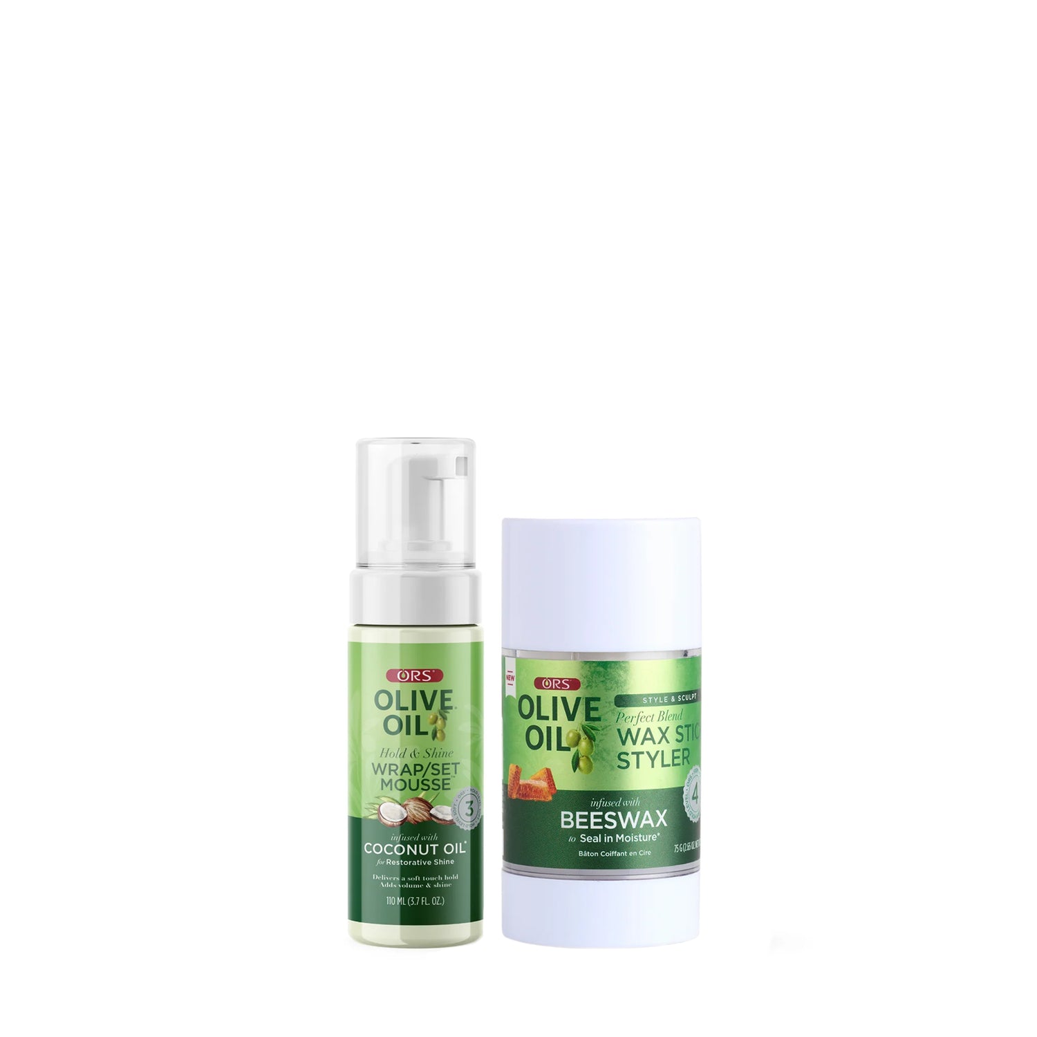 ORS Olive Oil Wrap Set Mousse &amp; Wax Stick Styler 2-Piece Set