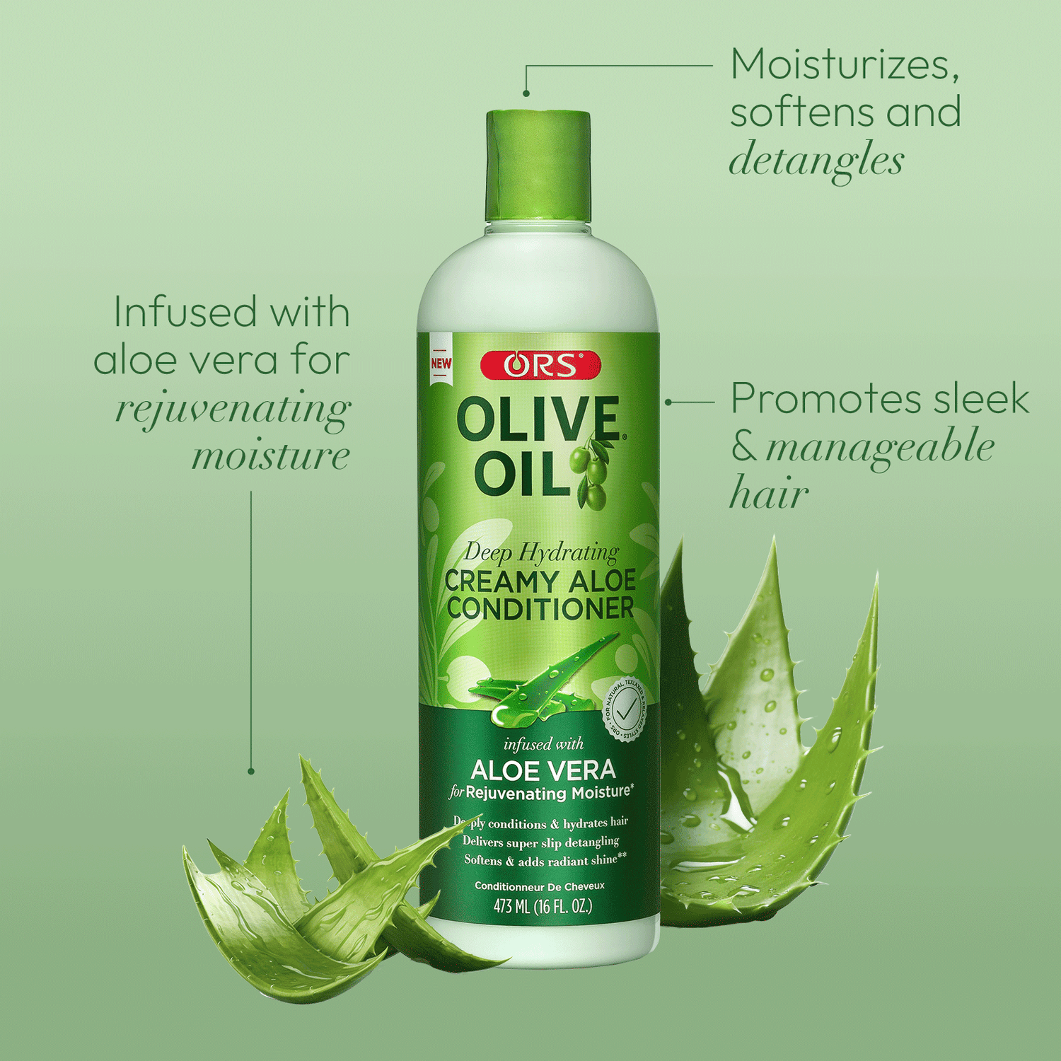 ORS Olive Oil Deep Hydrating Creamy Aloe Conditioner for Rejuvenating Moisture (16.0 oz)
