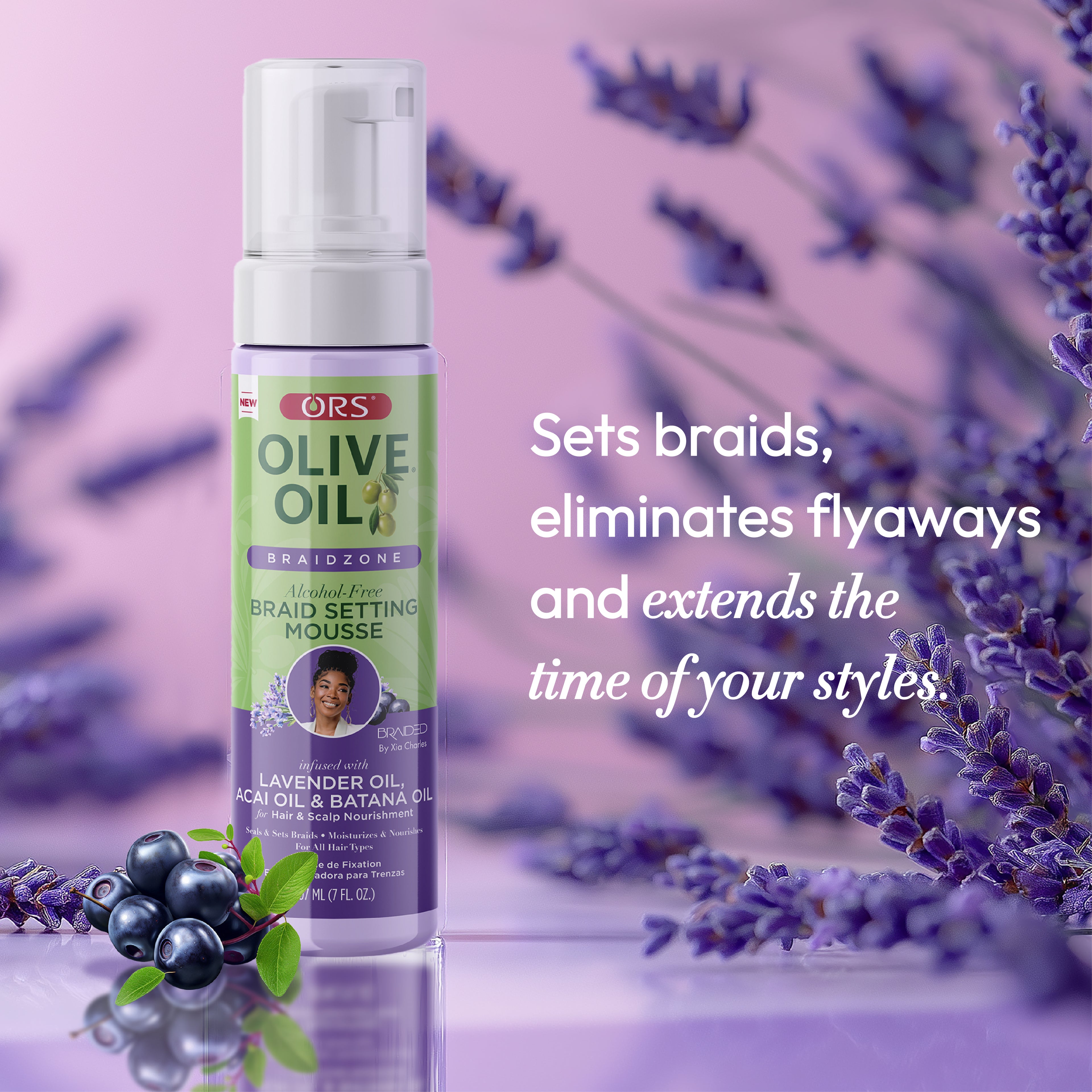 ORS Olive Oil Braidzone Braid Setting Mousse for Hair &amp; Scalp Nourishment (7.0 oz)