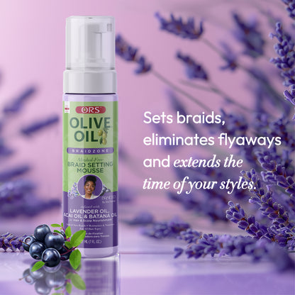 ORS Olive Oil Braidzone Braid Setting Mousse for Hair &amp; Scalp Nourishment (7.0 oz)