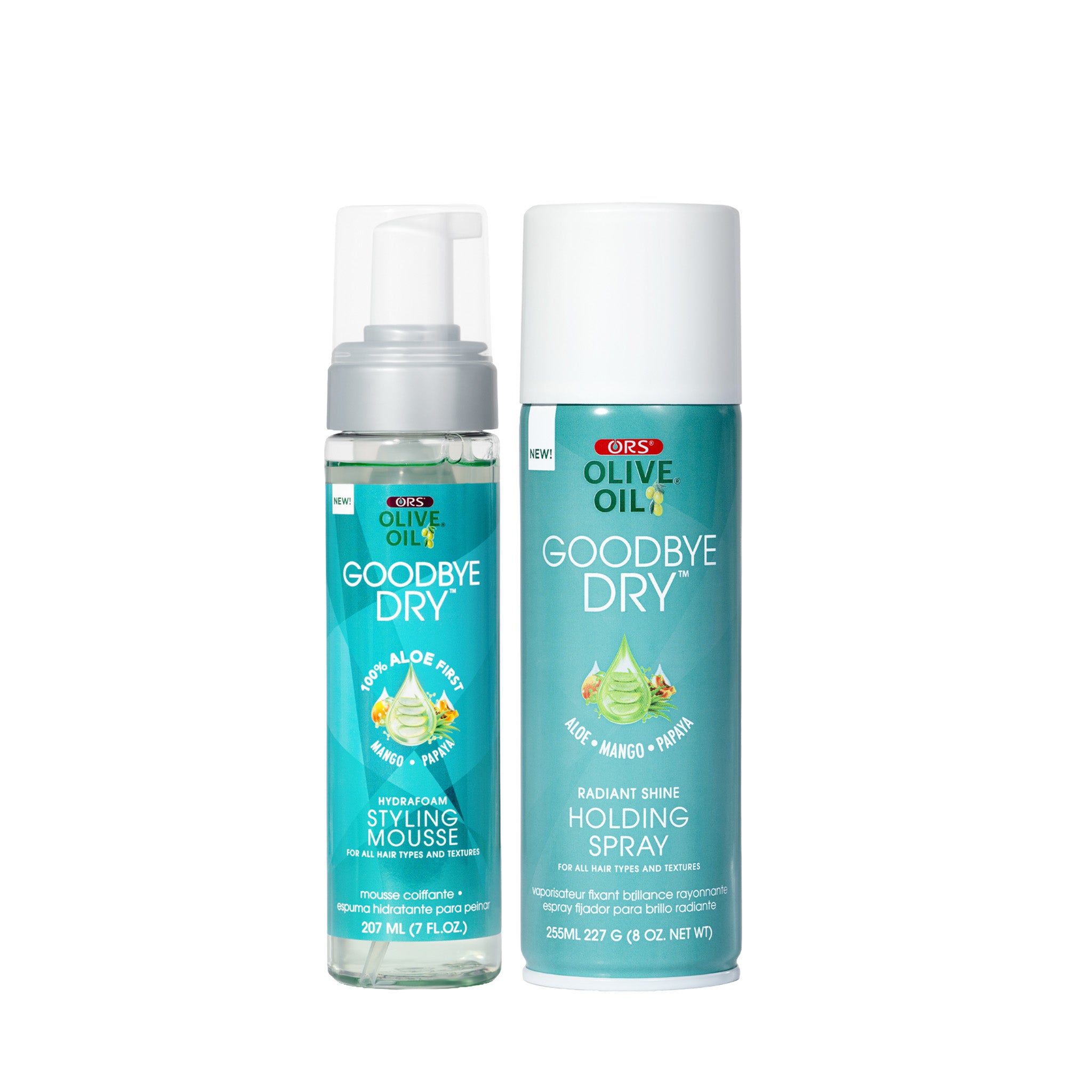 ORS Olive Oil Goodbye Dry Styling Mousse &amp; Holding Spray 2-Piece Set