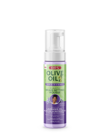 ORS Olive Oil Braidzone Braid Setting Mousse for Hair &amp; Scalp Nourishment (7.0 oz)