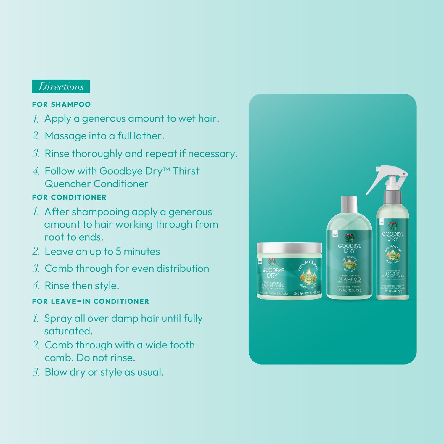 ORS Olive Oil Goodbye Dry Shampoo, Conditioner &amp; Leave-In Conditioner Bundle