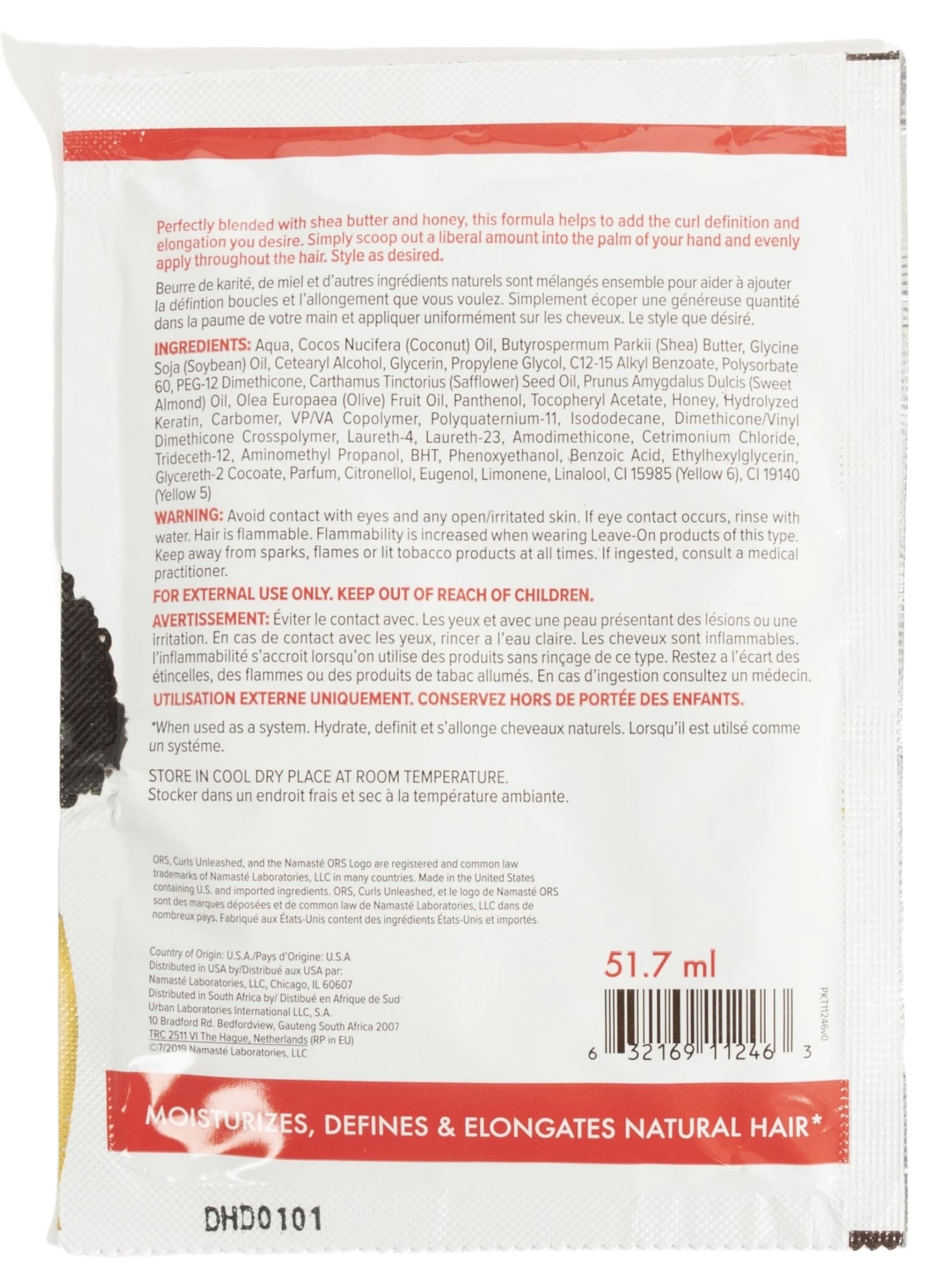 ORS Curls Unleashed Shea Butter and Honey Curly Coil Rich Style Creme Travel Packet (1.75 oz) 12-Pack
